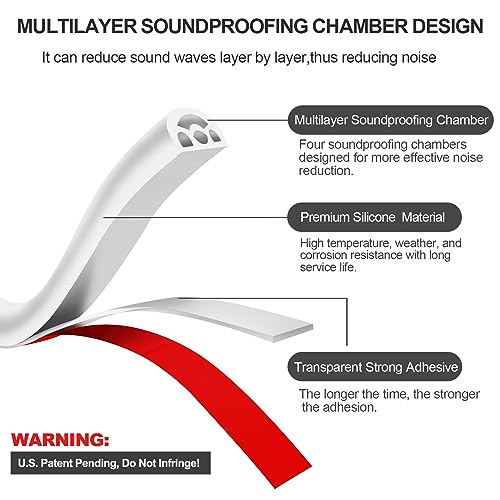 [New Upgrade] 40 Feet Silicone Door Weather Stripping Door Seal Strip For Doors & Windows, Multi-Layer Soundproof Holes Self-Adhesive Backing Seal Gap (From 5/32 Inch To 1/4 Inch), Easy Cut To Size #TOP1