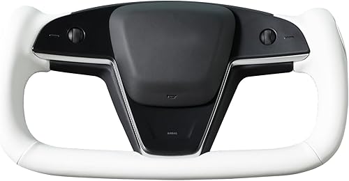 Miniatura 24 de MEWANT Funda para volante de cuero PU cosida a mano y fibra de carbono brillante para Tesla Yoke Modelo S Plaid 2021-2023 / Modelo X 2021-2023 11