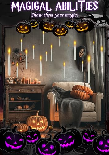 Image of Halloween Decoration, Floating Candles with Wand, 10 PCs Flameless Magic Hanging Candles with 11 AAA Battery, Flickering Warm Light Floating LED Candle Taper Candle Set Birthday, Xmas Gift