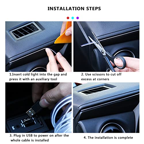 Interior Car Strip Lights, Goodream Usb Music Sync Multicolor Multiple Modes Led Fiber Optic Light Ambient Neon Wire Lighting Kits For Sedan Truck Suv Accessories Center Console Dashboard #TOP6