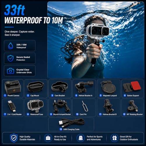 Image of 4K Mini Wearable Body Camera - 64GB Magnetic Thumb-Size Action Cam, 6-Axis Stabilization, Audio /Video Recording, Hands-Free POV for Vloggers, Hikers, Workers, Cycling, Travel & Daily Use