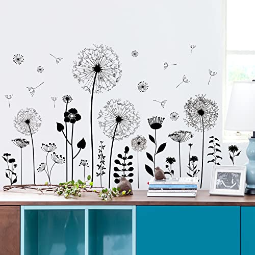 Vinilos decorativos de diente de león blanco y negro miniatura 7