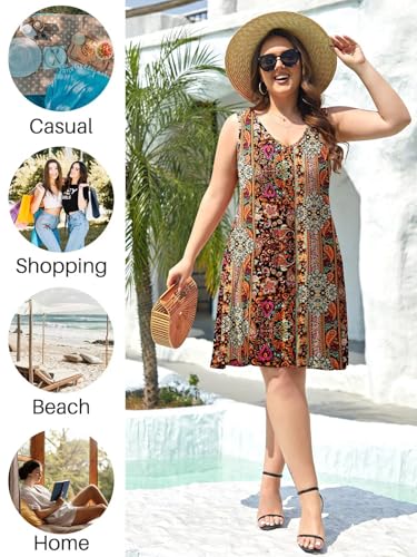 Image of BELAROI Women Casual Summer Beach Dresses Plus Size Sundress V Neck Pockets Swing Tank Dress Cover Ups