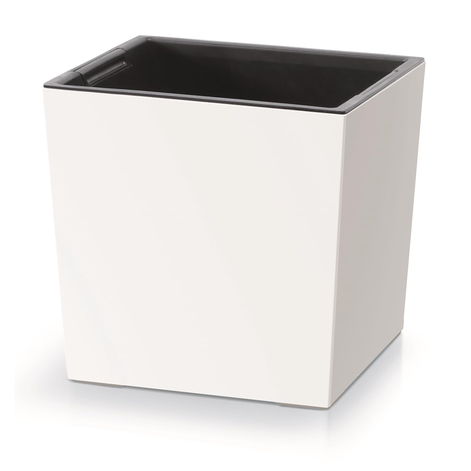 Prosperplast 2-in-1 Flower Pot with Inner Tub, Planter, Plant Pot, Herb Pot, Plastic Square 29.5 cm x 29.5 cm x 29 cm (White)