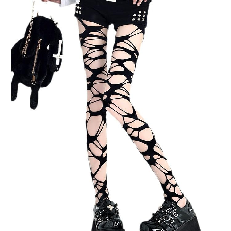 Women's Ripped Tights Fishnet Stocking Gothic Ripped Stockings Cosplay Party AccessoriesY2k Ragged Pantyhose Hosiery