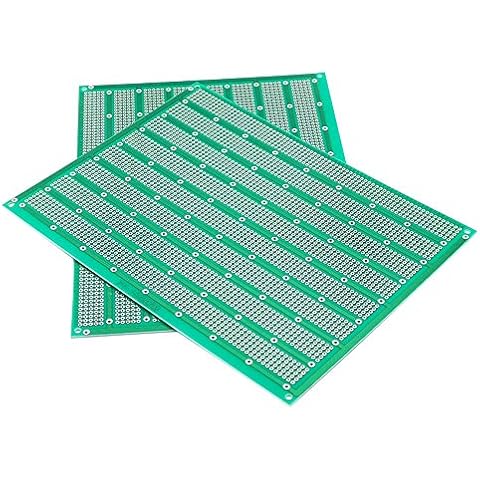YUNGUI 15X20 CM PCB Prototype Board Solderable PerfBoard,Universal Printed Circuit Board for Arduino and DIY Electronics Project, Gold-Plated, 6"x8",2 Pack Cover
