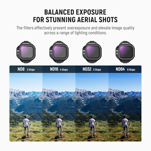 Image of NEEWER ND Filter Set Compatible with DJI Mini 5 Pro Drone (ND8+ND16+ND32+ND64), Snap On Neutral Density Multicoated Optical Glass Drone Camera Lens Filter Photography Accessories, 4 Pack