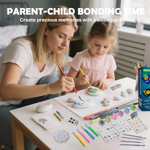 Image of KIDS KING Glow in Dark Rock Painting Kit, Art Craft Kit for Kids Age 6-12