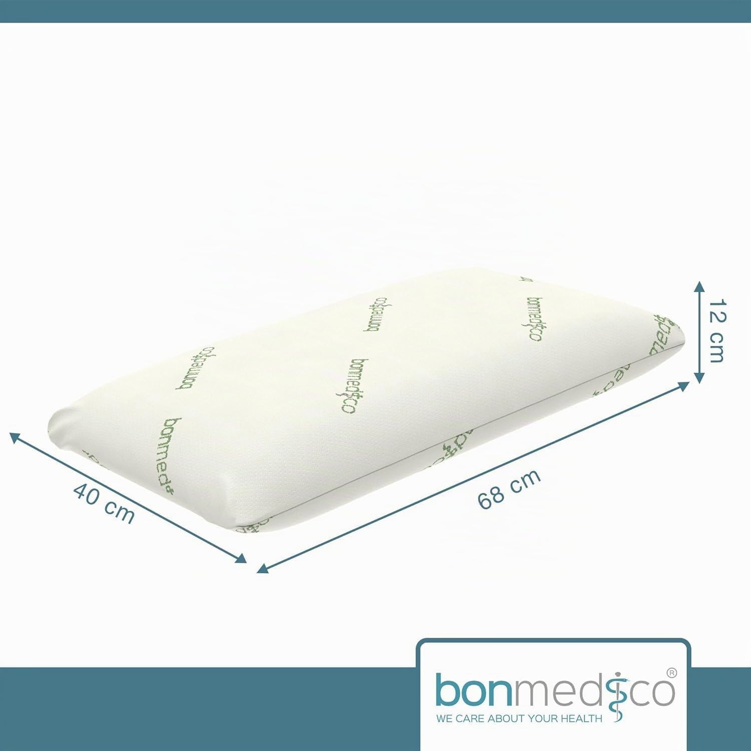bonmedico Almohada Cervical Viscoelástica Fibra Bambú | Almohada con espuma memoria y funda de bambú lavable. Soporte cómodo para cuello y descanso.