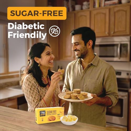 Image of TruSnax Sugarfree Butter Cookies | No Added Sugar | Diabetic-Friendly Biscuits | Healthy Tea-Time Baked Cookies | Vegetarian | 240g