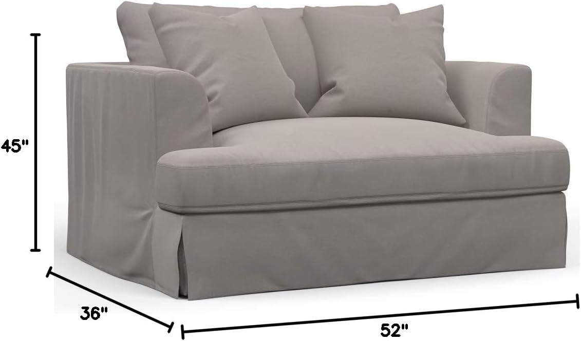 Sunset Trading Newport Slipcover Only for 52" Wide Chair and A Half | Stain Resistant Performance Fabric | 2 Throw Pillow Covers | Gray