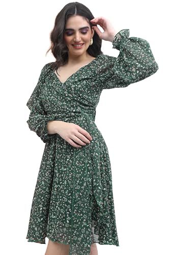Image of Tokyo Talkies Women's Long Sleeves Sweet Heart Neck Printed Dresses | Stylish Dresses | Casual Dresses