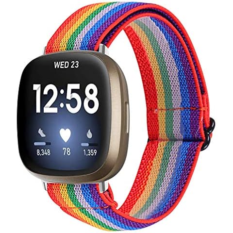 GIMart Correa de tela de nailon tejida compatible con Fitbit Versa 3 y Sense Cover