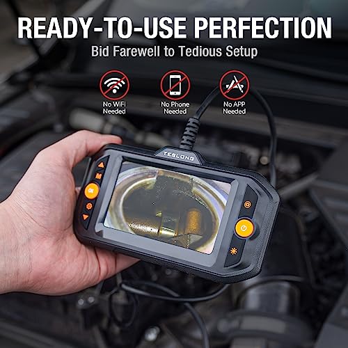 Dual Lens Endoscope Camera with Light, Teslong Mechanic Borescope Inspection Camera with Monitor, Flexible Snake Probe Camera, Fiber Optic Scope for Automotive HVAC Drain Wall - Image 3