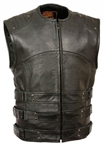 Milwaukee Leather Men's Updated Leather SWAT Style Biker Vest MLM3530