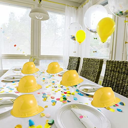 Haysandy Construction Hats Bulk Plastic Construction Party Hats Soft Worker Caps for Boys and Girls Toddler (Yellow,100 Pcs)