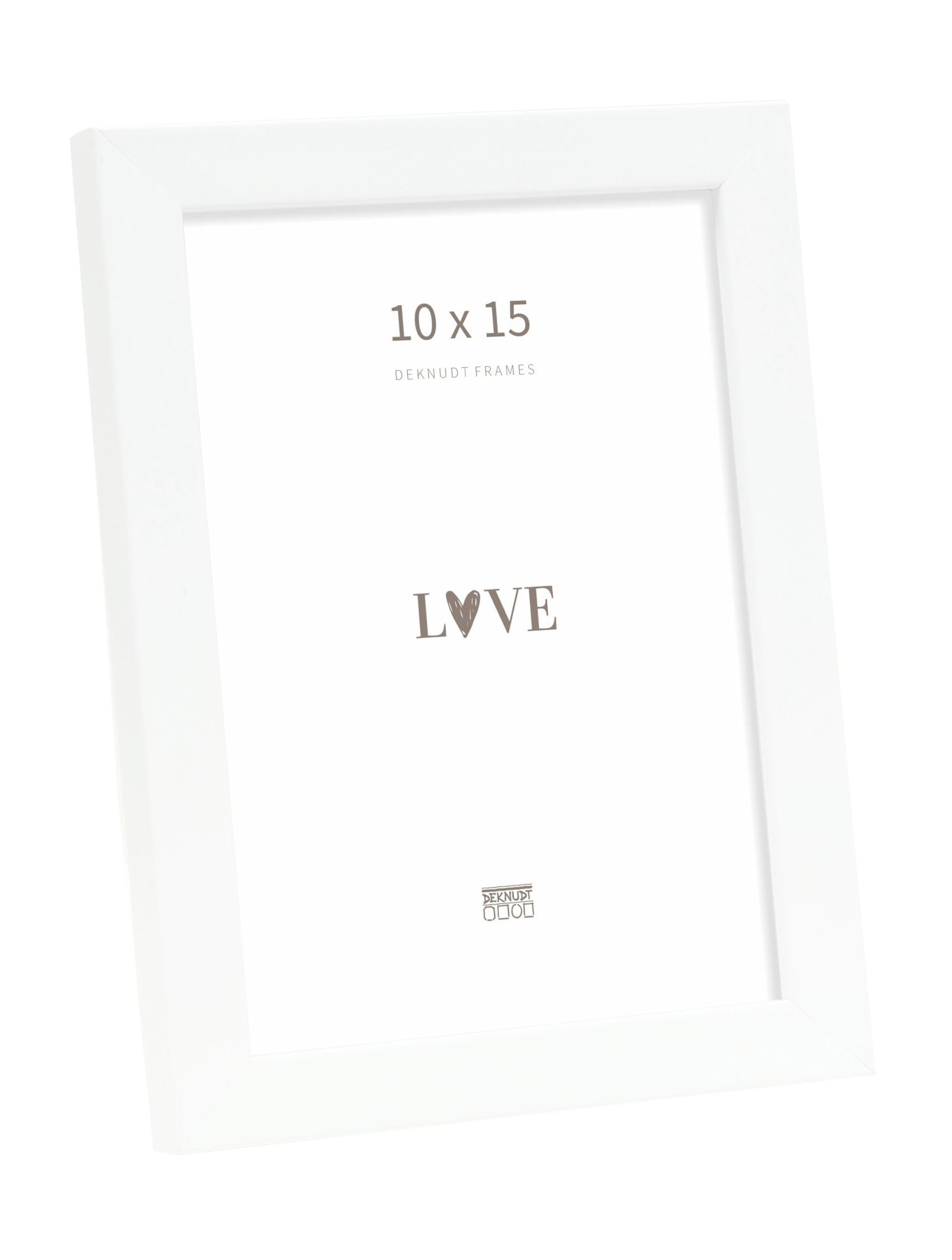 Deknudt Frames - wooden photo frame for 10 x 15 cm photo - white - for photos, posters or posters - S243K1 - to stand or hang
