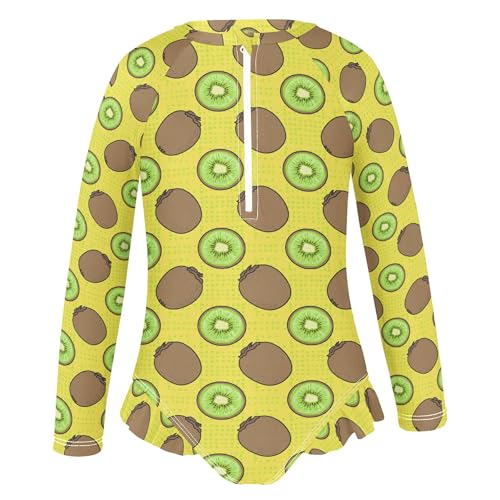 Kiwi Fruit Girls Long Sleeve Rashguard Swimsuit UV Protection One-Piece Swimwear Bathing Suit B04047292