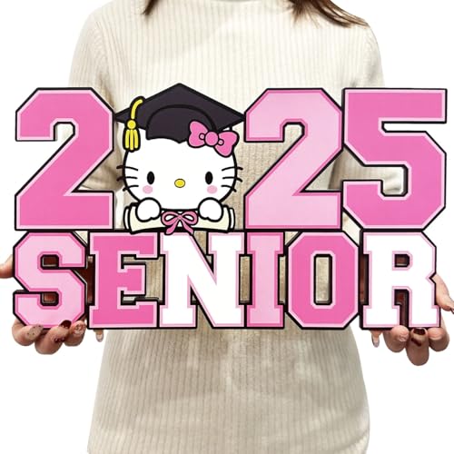 Senior 2025 Sign Pink Graduation Decorations Class of 2025 Photo Props Senior 2025 Decorations Wooden Sign for Grad Party Supplies
