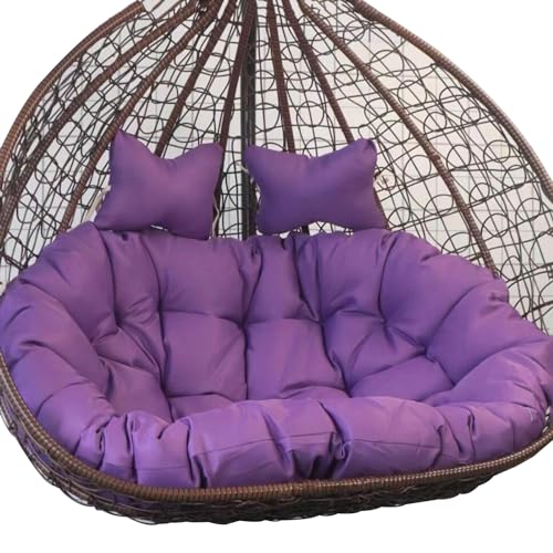 Chaise à double œuf à suspendre violet avec coussin pour balancelle d'extérieur pour 2 personnes (dimensions : 150 x 110 cm)