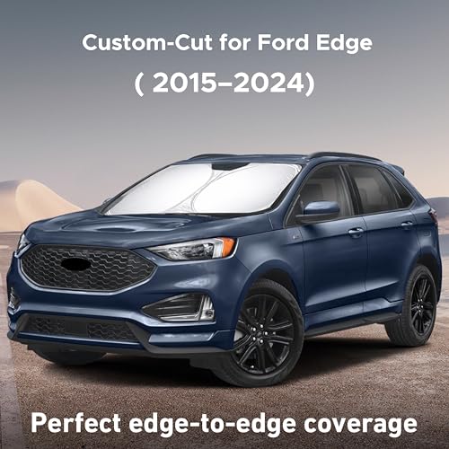 Image of EcoNour Windshield Sunshade Compatible for Ford Edge 2015-2022 2023 2024, Sun Visor for Front Windshield & Window Sun Shade Cover, UV Heat Blocker & Protector, Car Accessories