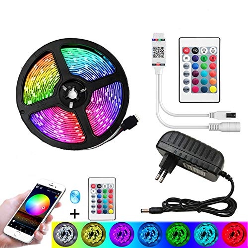 5050 SMD LED,barra de luz LED de control bluetooth,cinta flexible RGB impermeable,luz LED de 10M con diodo 12V de potencia,utilizada para la decoración de la sala de TV de la sala de estar de fiesta Cover