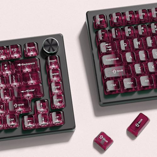 Image of dagaladoo Fuchsia Clear keycaps for Mechanical Keyboard,Transparent MDA keycaps 60 75 100 Percent,Ceramic Jelly Key caps Set,Shine Through Key caps for Mx Switches Mechanical Keyboard(115key)