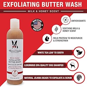 Warren London 8oz Butter Combo – Premium Dog Shampoo & Conditioner – Exfoliating Wash with Fragrant Leave in Conditioner – Detangler and Coat Moisturizer – Milk & Honey w/Guava & Mango