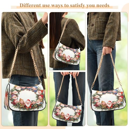 Shoulder Bags for Women Cute Santa Claus Tote HandBag Shoulder Bags purse with Chain Zipper Closure3