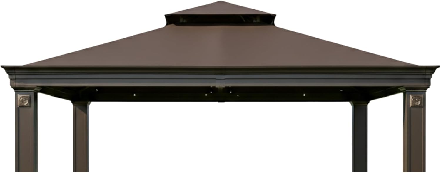 Garden Winds Reinforced RipLock 350 Replacement Canopy Top Cover Compatible with Tivering 10' x 12' Gazebo Model L-GZ025PCO7A - Nutmeg