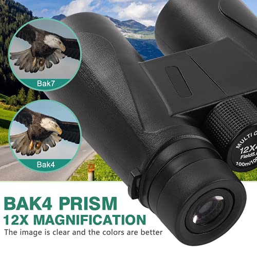 Fernglas 12x42 HD Nachtsicht, Hochleistungs Ferngläser mit großer Reichweite Wasserdichtes Anti-Beschlag-Prisma BAK4 FMC… – Bild 3