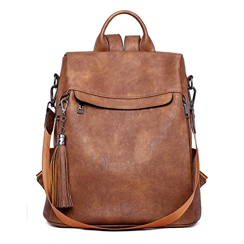 Reise-Rucksack für Frauen, wandelbarer Rucksack für Frauen, Damen-Schulterrucksack-Taschen - Braun - Large Cover