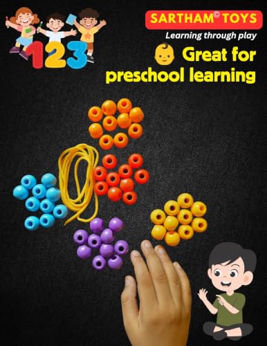 Image of SARTHAM Counting Beads for Kids, 50 Multicolour Counting Toys with String, Educational Math Learning Toy for Preschool, Nursery & Kindergarten Kids, Age 3+ Years