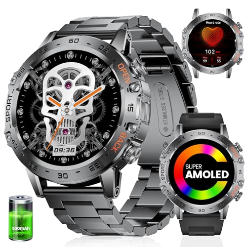 LIGE Reloj Inteligente Hombre, 1.45″ Amoled Smartwatch con Llamadas,IP68 Impermeable Reloj de Fitness con 24/7 Pulsómetro, Monitor Sueño, Podómetro,100+ Modos de Deportes,para iOS/Android,Negro