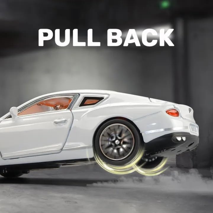 Image of 1:32 Bentley Continental GT Scale Model Car - Exclusive Alloy Metal Pull Back Die Cast Car Toy with Openable Doors, Light & Music - Best Gifts for Kids【Colors as Per Stock】