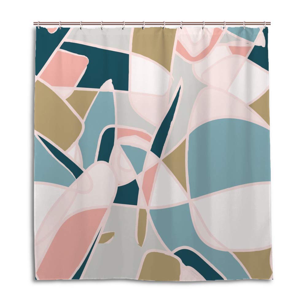 Rideau de douche polyester imperméable 167x182 cm baignoire abstrait 70s
