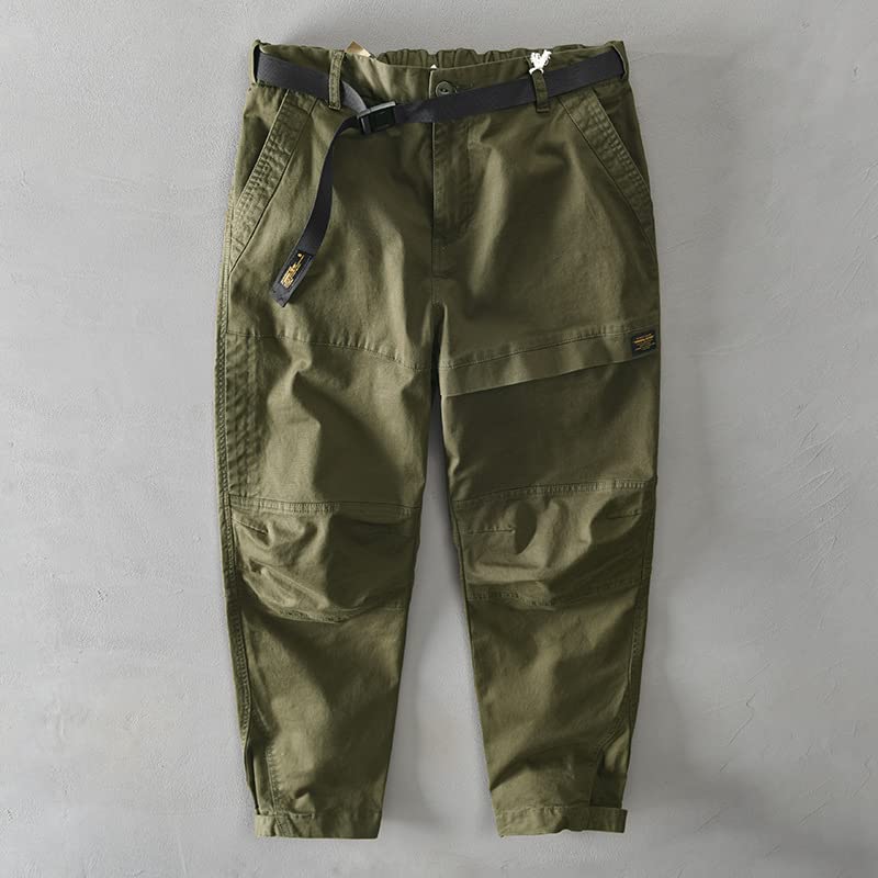 Autumn and Winter Men Cotton Solid Color Loose Casual Style Pants Pocket Army Green Workwear4