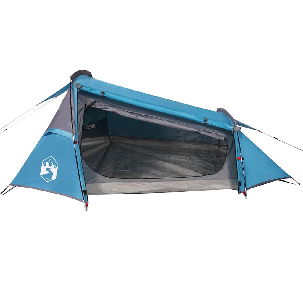 vidaXL Tunnelzelt 2 Personen – wasserdichtes Campingzelt mit Netzwänden, abnehmbares Überzelt, Blau (185T Polyester)