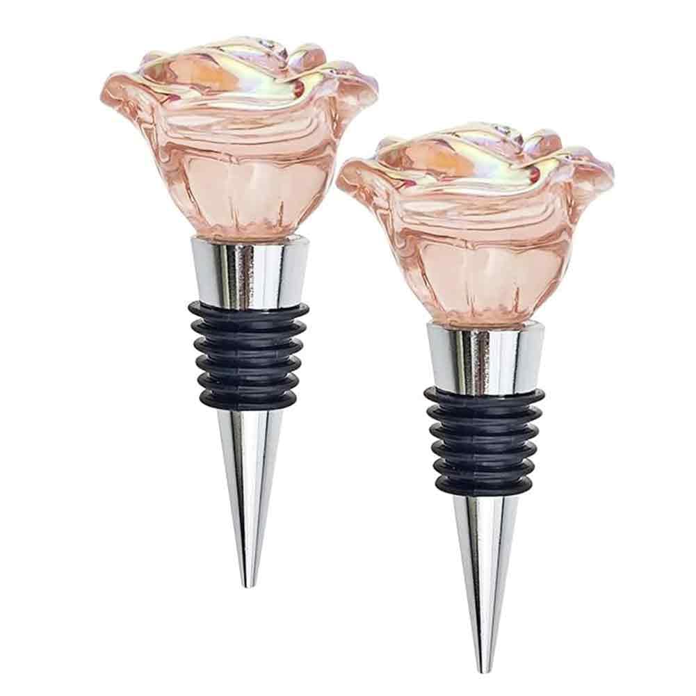 Aundhegrtt 1set /2pcs Rose Wine Stopper, Reusable Wine Saver, Wine Accessories Gifts for Wine Lovers, Wedding Favors