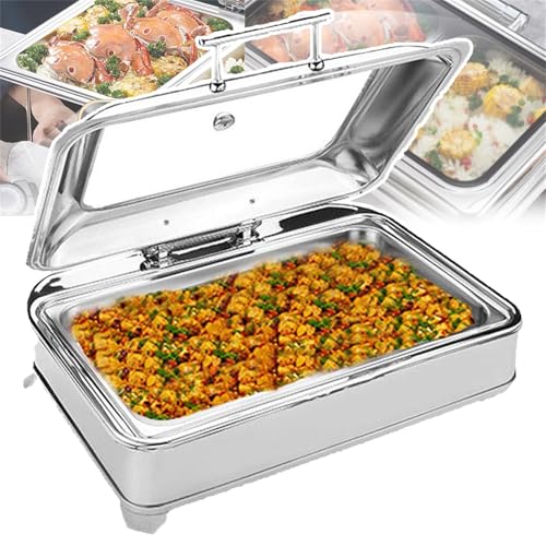 Scaldavivande elettrico con temperatura regolabile, rimovibile e facile da pulire, a risparmio energetico, con coperchio in vetro, per buffet e catering
