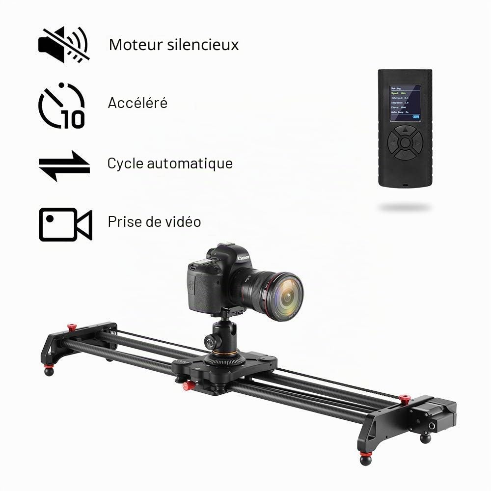 GVM 80cm Slider Caméra Motorisé,Track Dolly Slider,Slider caméra,Système de Rails avec accélérateur motorisé et Prises vidéo,Follow Focus Shot, Prise de Vue panoramique à 120° - 80 cm