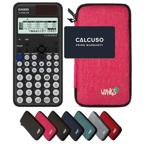 Casio fx-87DE CW ClassWiz inkl. WYNGS Schutztasche Pink - Wissenschaftlicher Taschenrechner - Basic Set