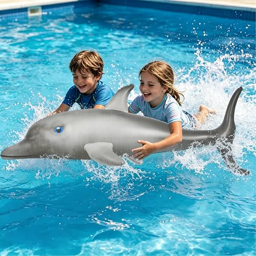 Dauphin géant gonflable de 213 cm pour décoration de fête et piscine