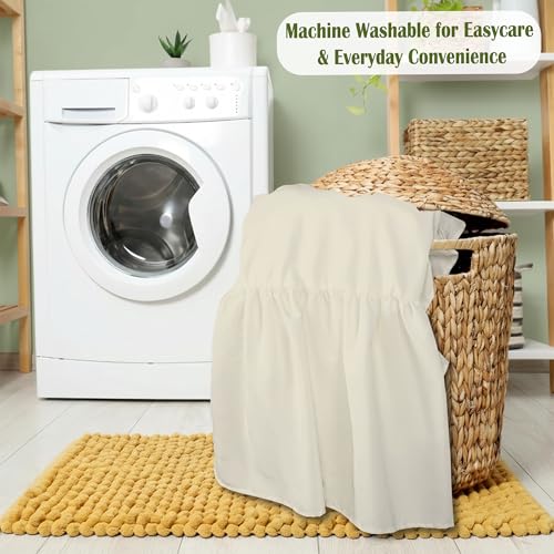 Image of Luxury Crib Bed Skirt 28 inch x 52 inch with 14 Inch Drop Soft & Breathable Dust Ruffle Fits Standard Crib and Toddler Bed Nursery Microfiber Fabric Ruffle Bed Skirt for Baby Boys or Girls Ivory Solid