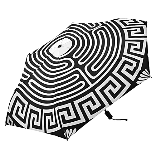 Parapluie pliant vintage ornement grec avec structure légère haute résistance