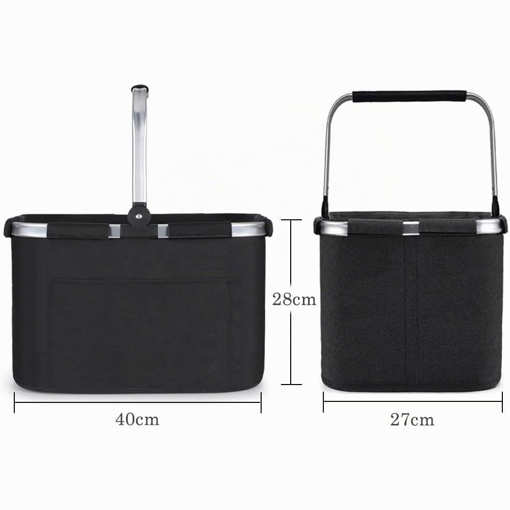 Diurwur® Tragekorb Faltbar 30L Einkaufskorb mit Deckel Groß Picknickkorb mit Gepolsterten Griffen Klappkorb Einkaufstasche mit Alurahmen Stabiler Korb - ideal für Reisen/Picknick/Einkaufen/Geschenk