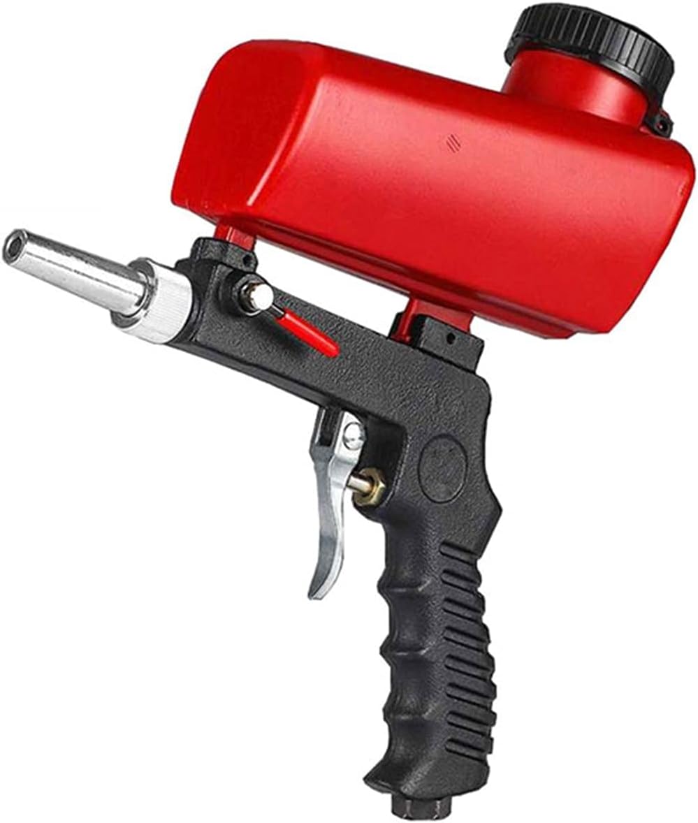 Multi-Purpose Materials Red Adjustable Sandblasting Gun 90psi Portable Sand Blaster Blasting Machine Small Handheld Pneumatic Spray Gun Set (Color : Aluminum Red)