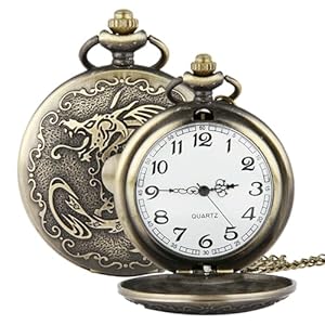 Dragon Pocket horloge met ketting, pocket horloge,Retro FOB horloges | Classic Movement Pocketwatch -kostuumaccessoire met kettinghanger voor volwassenen