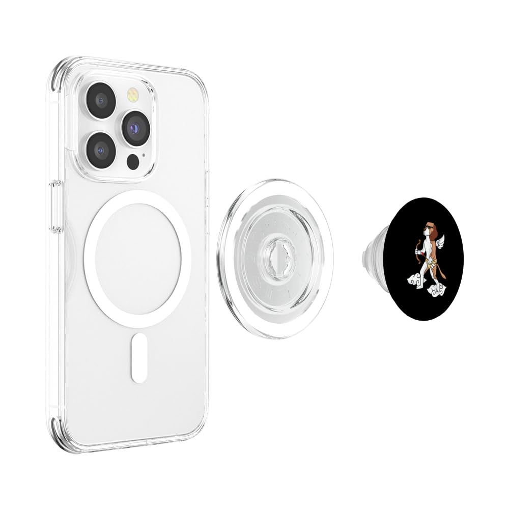 Cupid Beagle Dog Lovers Heart Dogs Puppy Valentines Day PopSockets PopGrip for MagSafe, Clear - Image 3