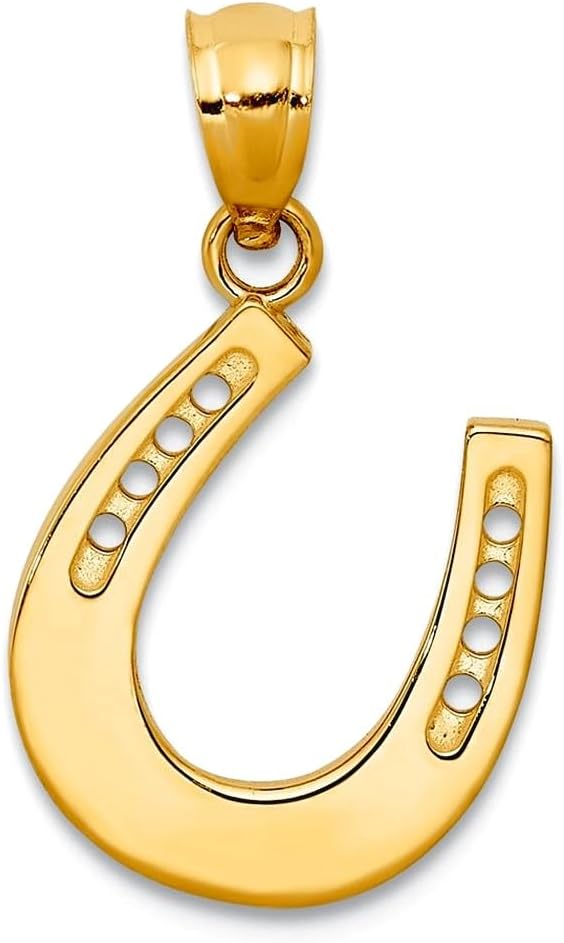 JewelryWeb 14k Yellow Gold Reversible Polished Horseshoe Pendant Necklace Pendant for Women